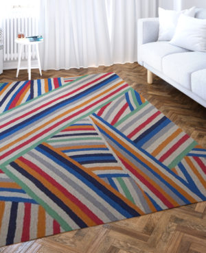 Rainbow Stripes Rug | Colourfull Floor Carpet