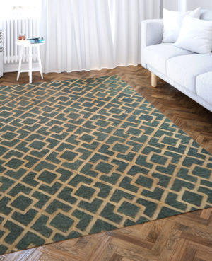 olive green rug with Diamond pattern | cotton hand tufted Rug