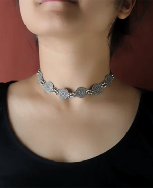 Banjara silver choker | Coin style silver choker