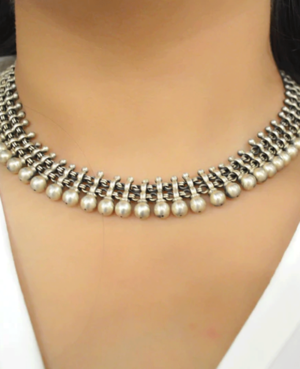 Drop silver choker | Trendy design silver choker