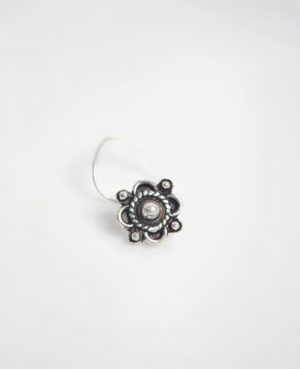 Ethnic SIlver nose pin | designer oxidized silver nosepin