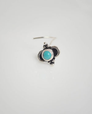 Sky blue stone silver nose pin | Trikon nose pin