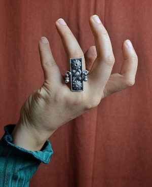 Oxidized Silver ring | Parrot silver ring