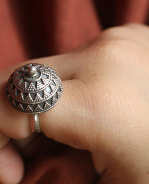 Classy adjustable silver ring | Engraved designer silver ring