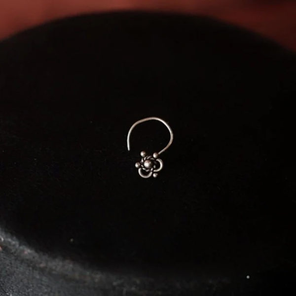 Oxidised smashing silver nose pin | simple nosepin