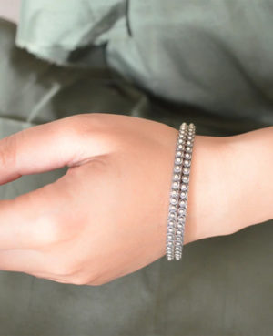 Dotted beads designer silver bangle | Trendy design silver bangle