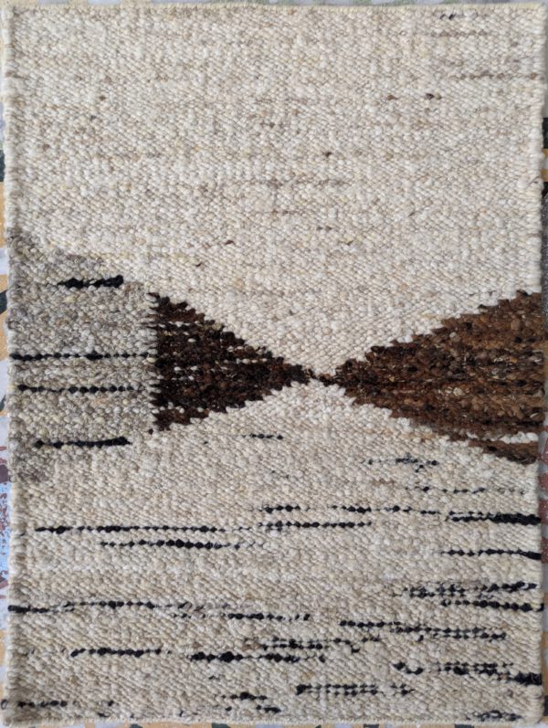 Woollen Floor Rug | Carpet with Brown, Beige Colour