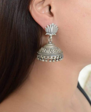 Lotus silver jhumki