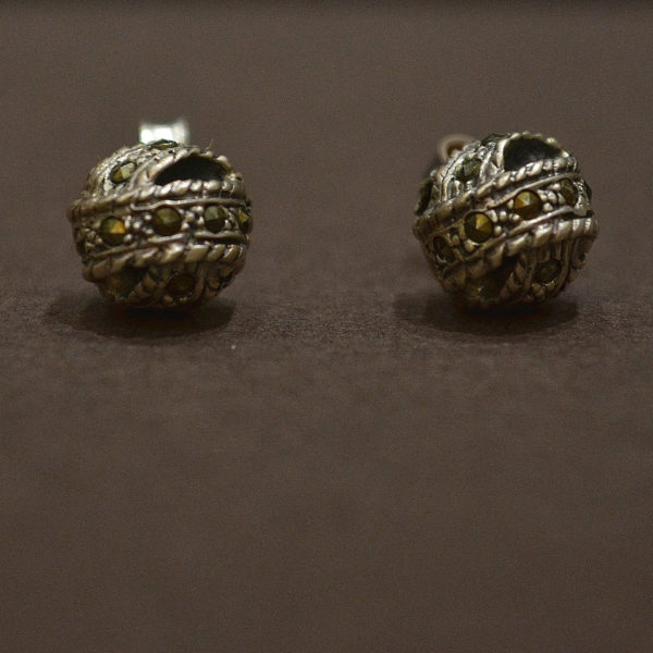 Marcasite ball stud | Silver stud earring