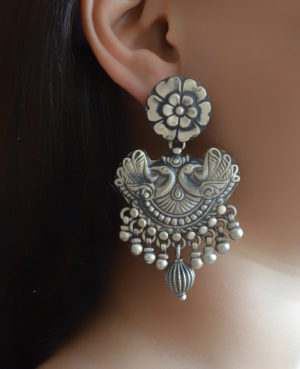 Silver Dangler with flower stud