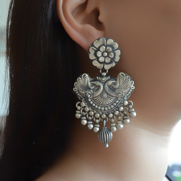 Silver Dangler with flower stud