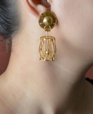 Warrior Gold Polish silver earring