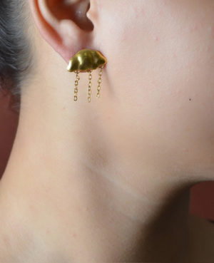 Cute cloud Gold Plated silver ear stud