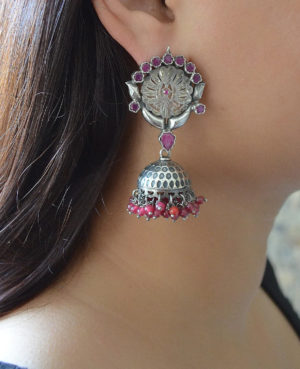 Colorful silver jhumki | Fancy jhumki