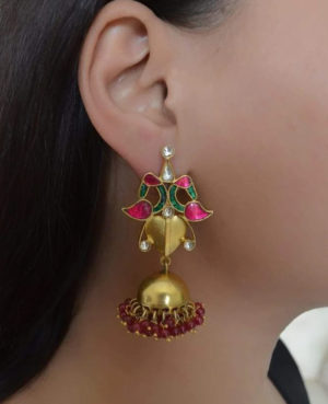 Graceful Colourful jhumki | Gold Plated Silver Jhumki