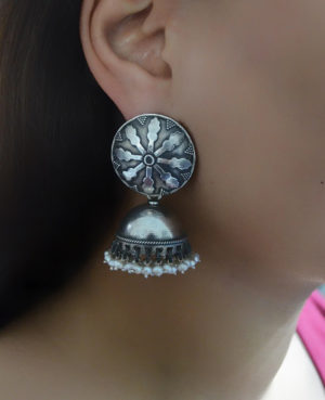 Jhumki with pearl |Stylish Silver Jhumka