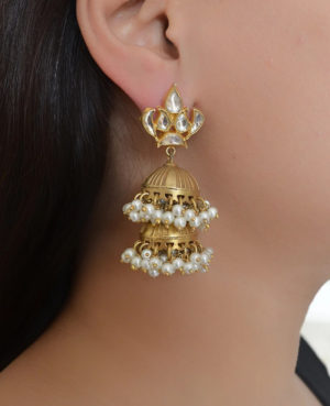 Kundan gold polish Double jhumki