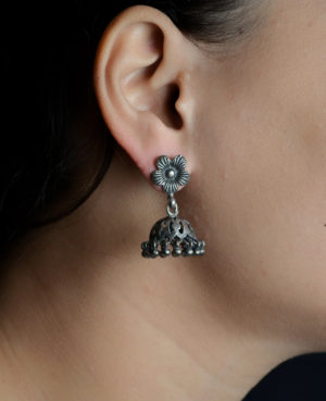 Flower stud jhumki | Silver Earring jhumki