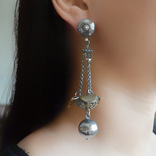 Classy fusion silver earrings