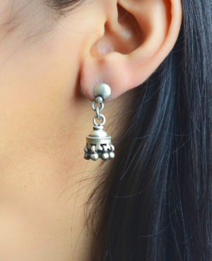 Pure Silver Jhumki | Trendy Tiny Silver Earrings