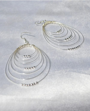 Multiple Round Hoop silver earrings for Girls