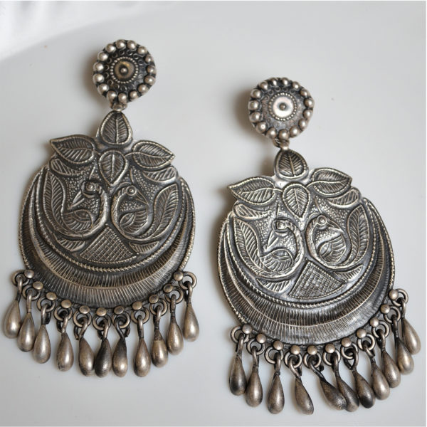 Silver Earrings with Moon Design | Beautiful Designer Dangler