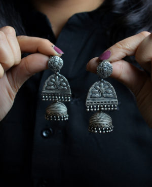 Silver jhumka style | Attractive silver danglers