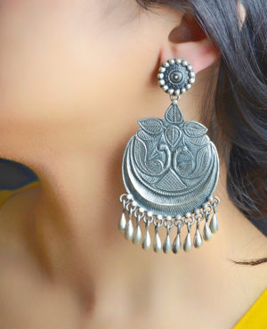 Silver Earrings with Moon Design | Beautiful Designer Dangler