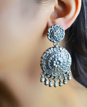 Silver Round Designer Earring | Lovely Silver Earring