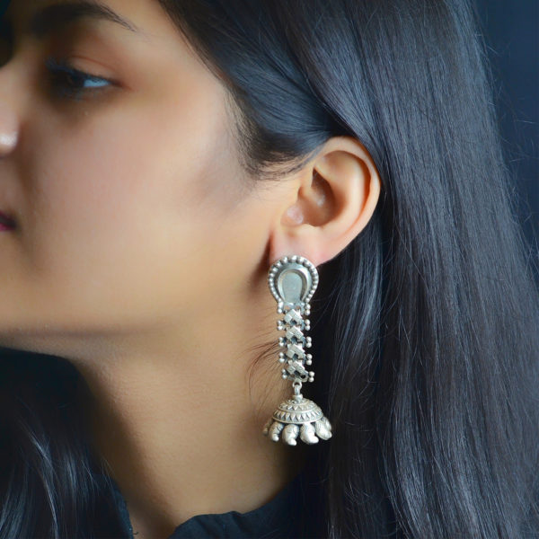 Hanging Danglers With Dazzling Jhumki | Beautiful Tribal Silver Earring