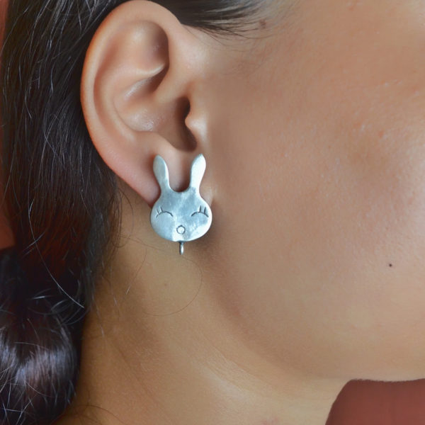 Bunny silver mini ear stud