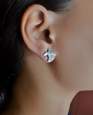 Cute Aeroplane silver stud