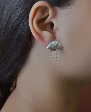 Rainy cloud Mini ear silver stud