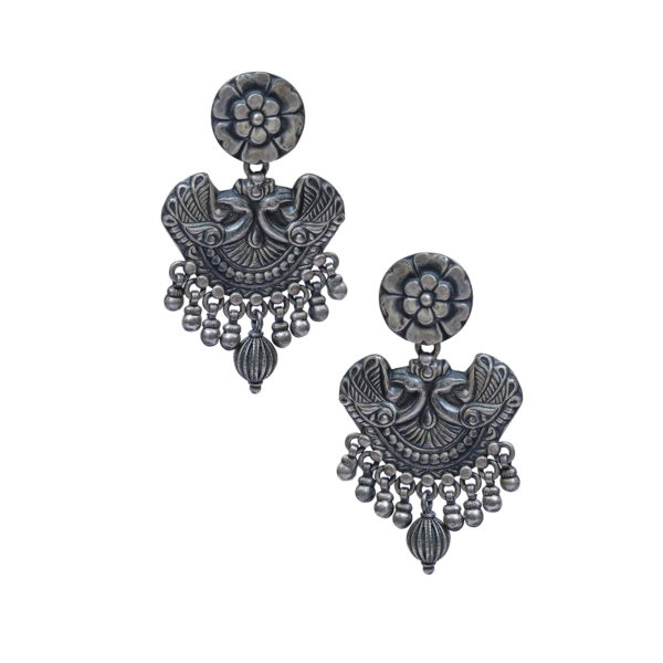 Silver Dangler with flower stud