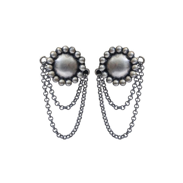 Round stud | ear stud with chains