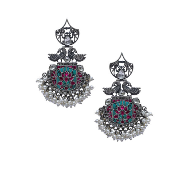 Cheerful jadau Kundan silver Earring