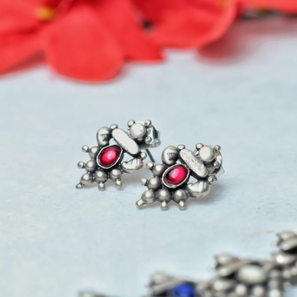 Pearl stud silver alloy earring