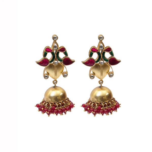 Graceful Colourful jhumki | Gold Plated SIlver Jhumki