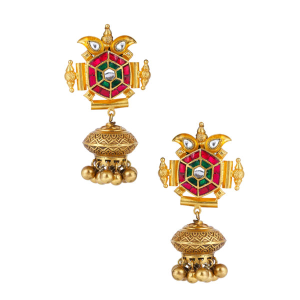 Gold polish Kundan Silver earring