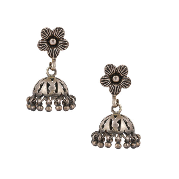 Flower stud jhumki | Silver Earring jhumki