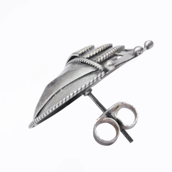 Shatkon ear stud | Silver carving Earring