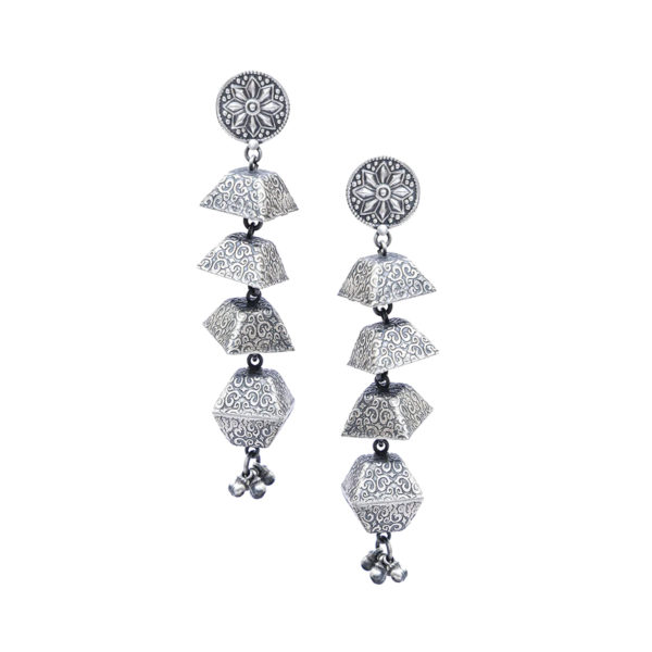 Pyramid Shaped danglers | Indo-western silver earring