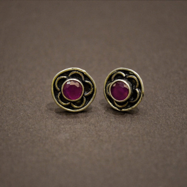 Ear stud | Pink stone stud earring