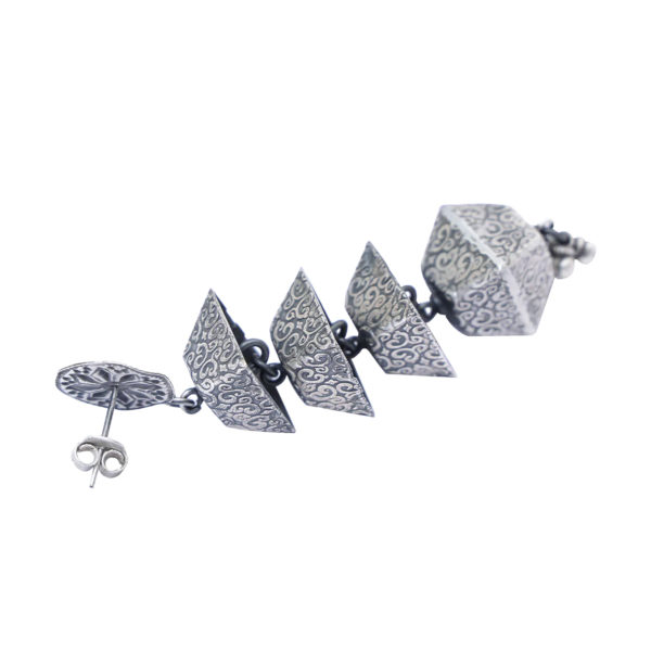 Pyramid Shaped danglers | Indo-western silver earring