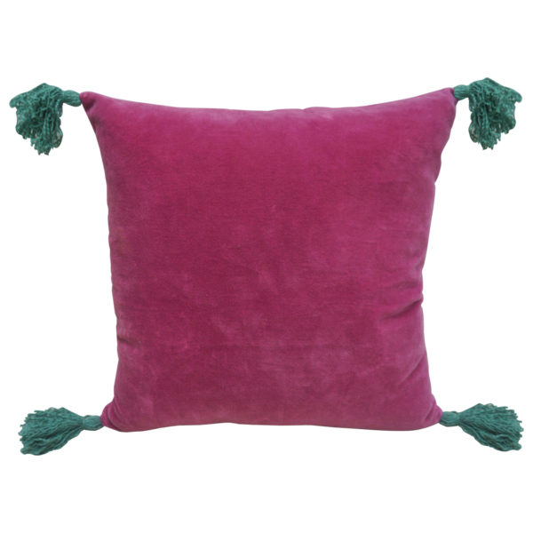 Gorgeous Velvet Pink Cushion Cover | Velvet Cushion cover With Blue Tassels