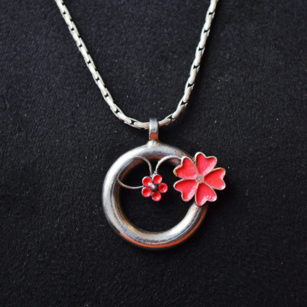 Cherry blossom Silver Pendant | Gorgeous silver Floral pendant