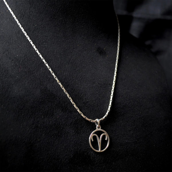 Aries zodiac pendant | Silver neckpiece with zodiac sign