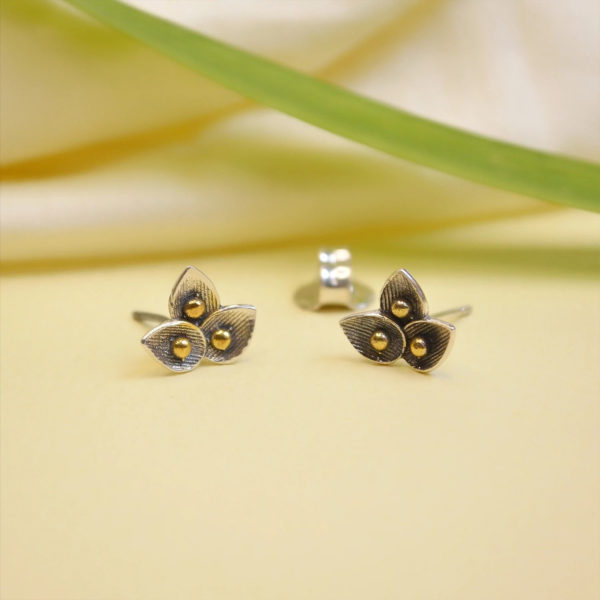 Petal Shape Ear stud | Oxidized Silver Ear stud