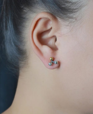 Atom shaped silver ear stud | Mini Ear stud Earring