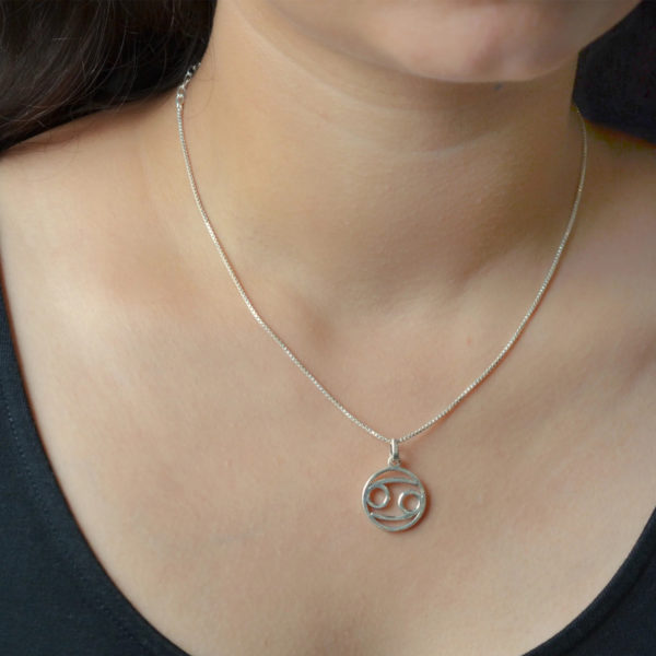 Cancer Zodiac Silver Pendant | Zodiac sign Silver Neckpiece